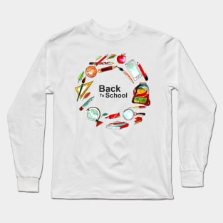 Back To School Background Circle Long Sleeve T-Shirt